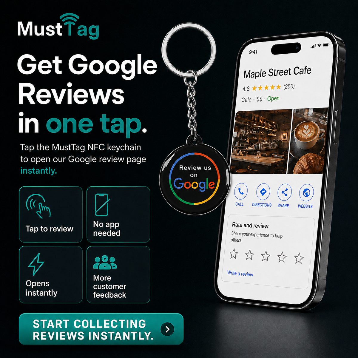 Google Review Tag - BLACK