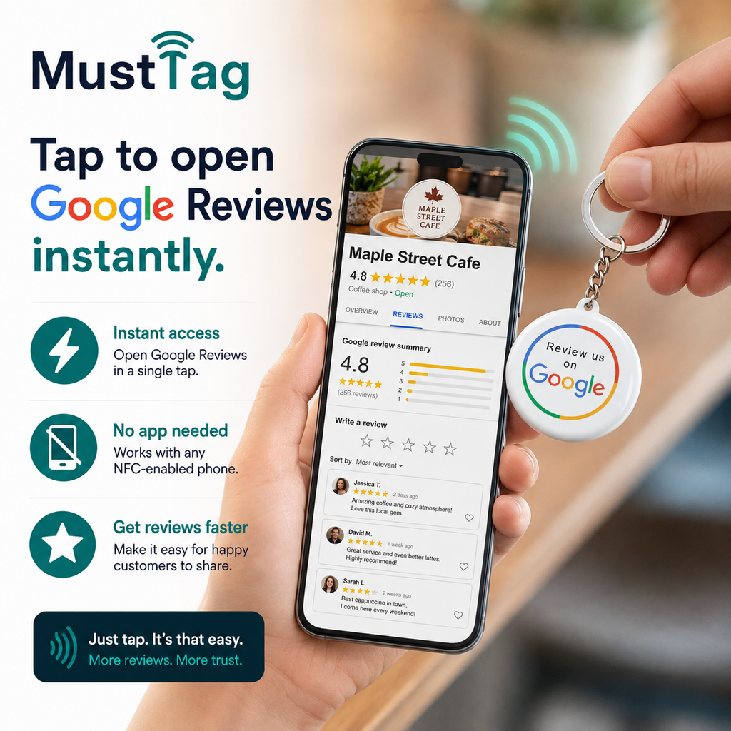 Google Review Tag - WHITE