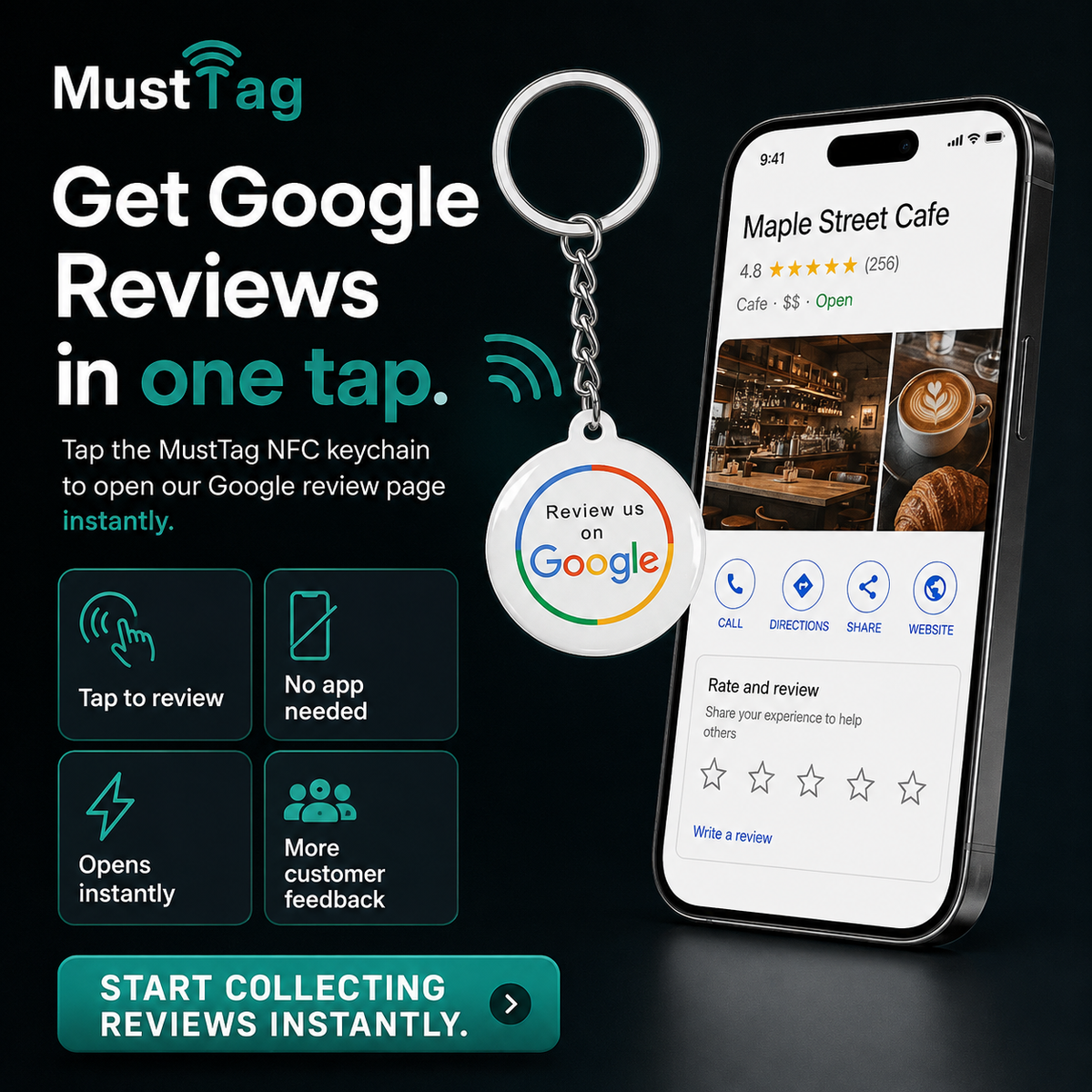 Google Review Tag - WHITE